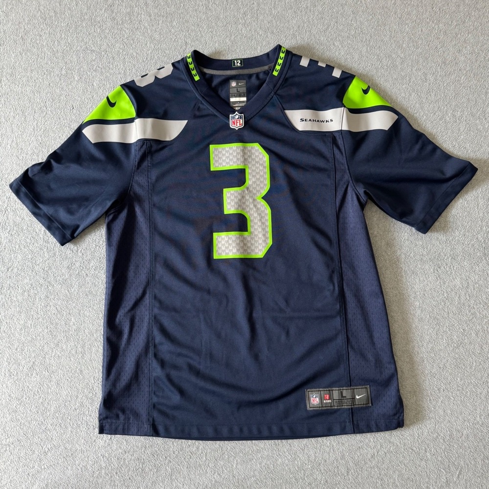 Nike Seattle Seahawks Russell Wilson 3 On Field Jersey Navy Blue NFL Mens Size L
